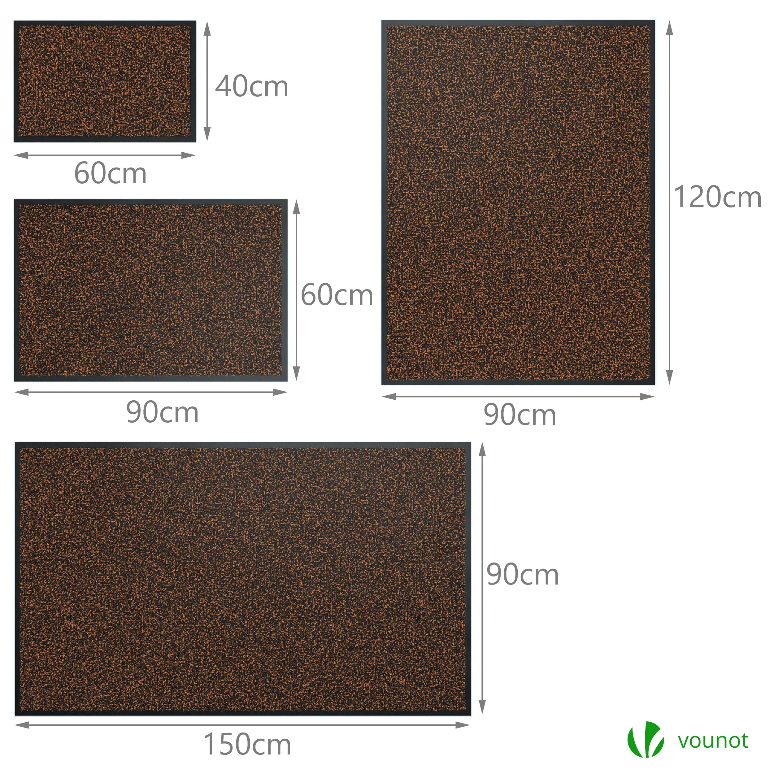 VOUNOT 2pcs Dirt Trapper Front Door Mat for Indoor Outdoor, Brown-Black, 40x60cm