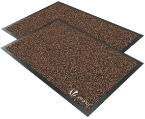 VOUNOT 2pcs Dirt Trapper Front Door Mat for Indoor Outdoor, Brown-Black, 40x60cm