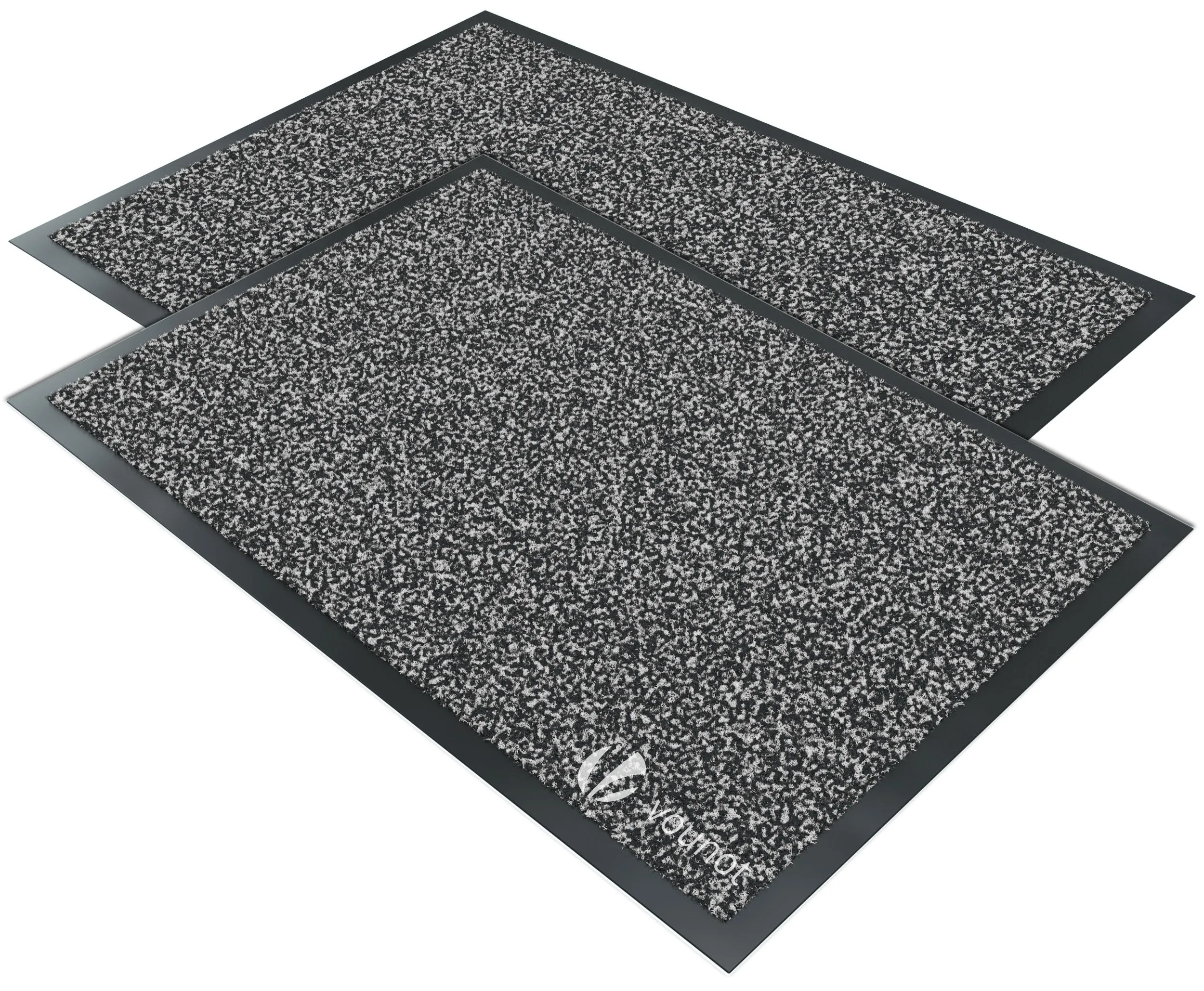 VOUNOT 2pcs Dirt Trapper Front Door Mat for Indoor Outdoor, Grey-Black, 40x60cm