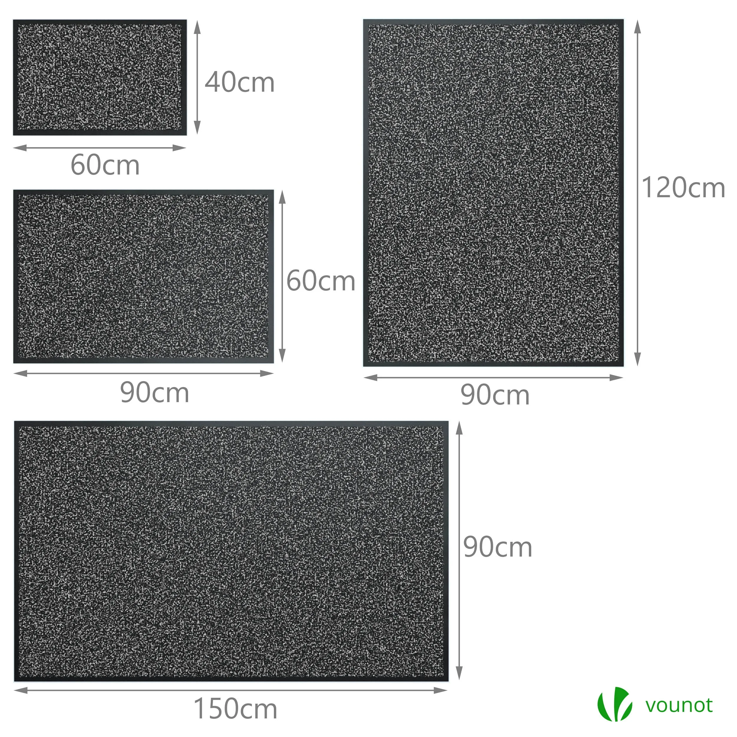 VOUNOT 2pcs Dirt Trapper Front Door Mat for Indoor Outdoor, Grey-Black, 40x60cm