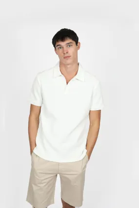 White Textured Polo