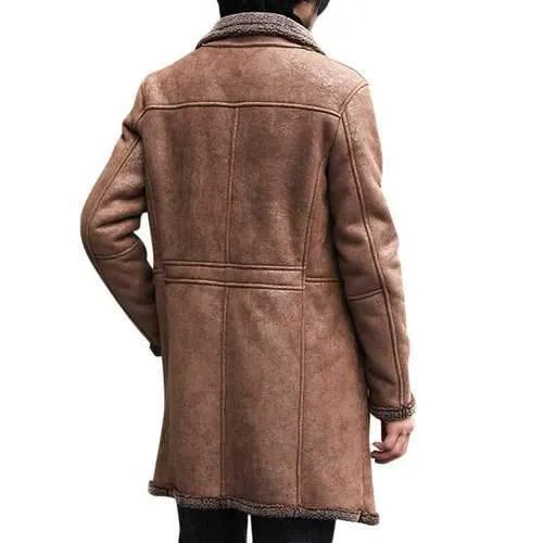 Winter Chamois Leather Trench Coat Thicken Jacket