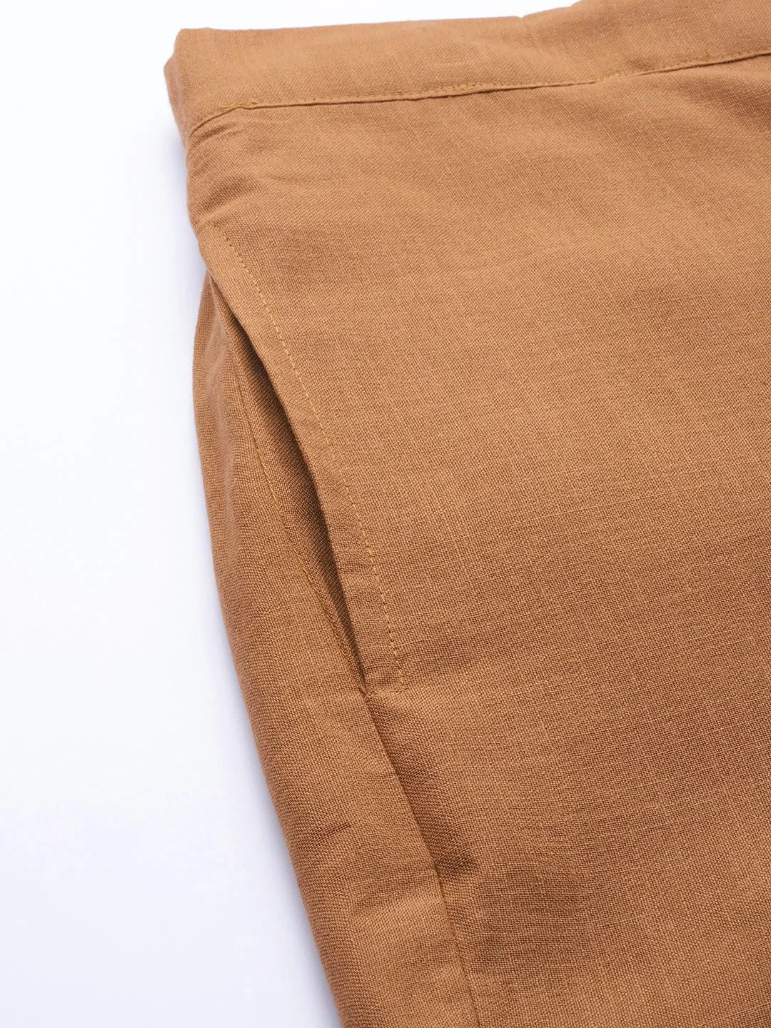 Women Brown Cuffed Hem Pants