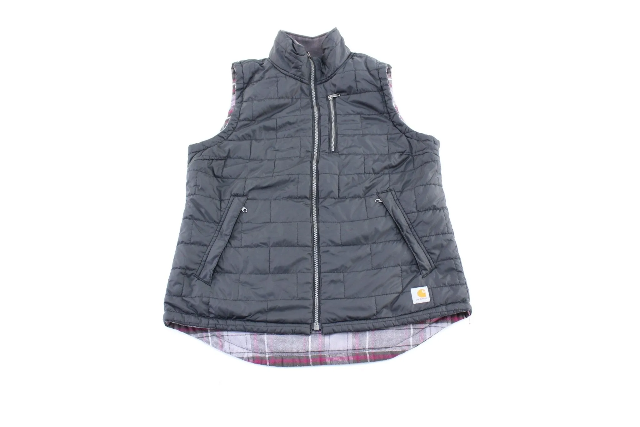 Women's Carhartt Logo Paid Plaid Reversible Zip Up Vest