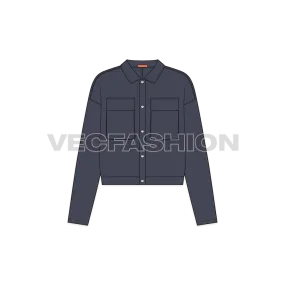 Womens Denim Overshirt Flat Sketch