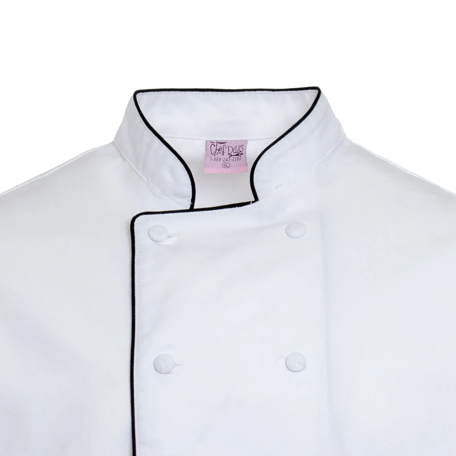 Women's White Chef Coat with Black Piping 4711W