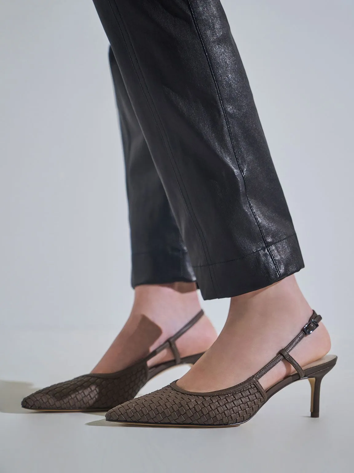 Woven Slingback Pumps