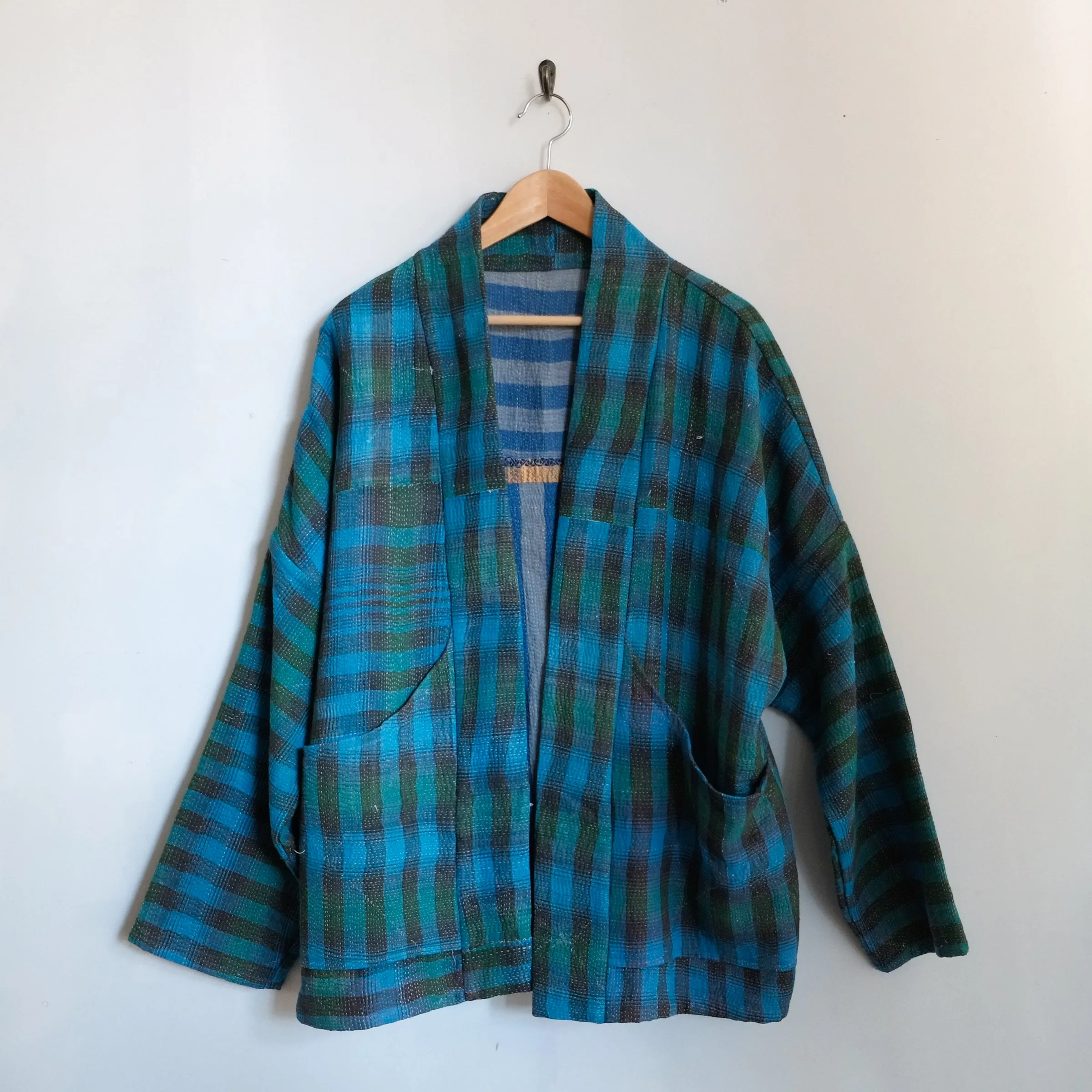 XL Turquoise Green Plaid Anoushka Jacket LM146