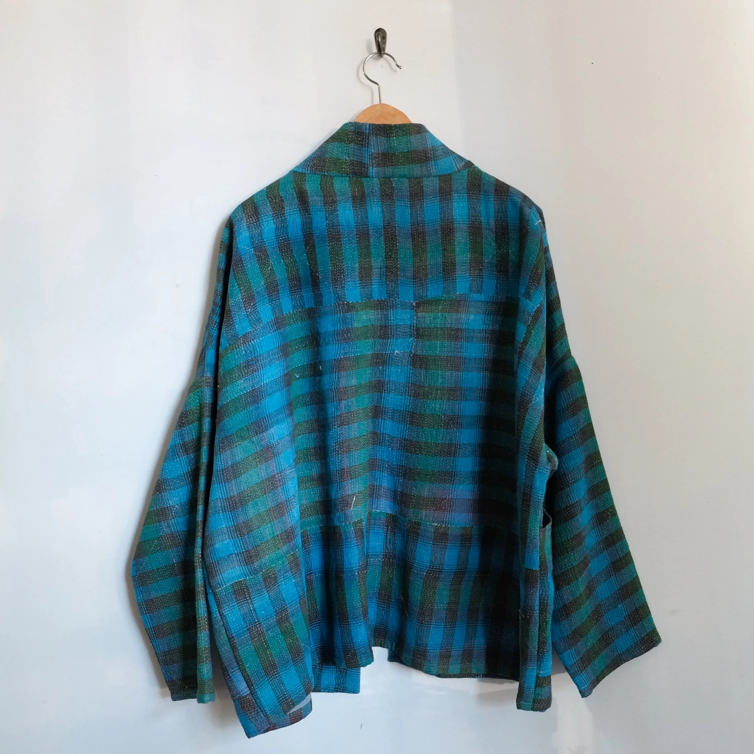 XL Turquoise Green Plaid Anoushka Jacket LM146