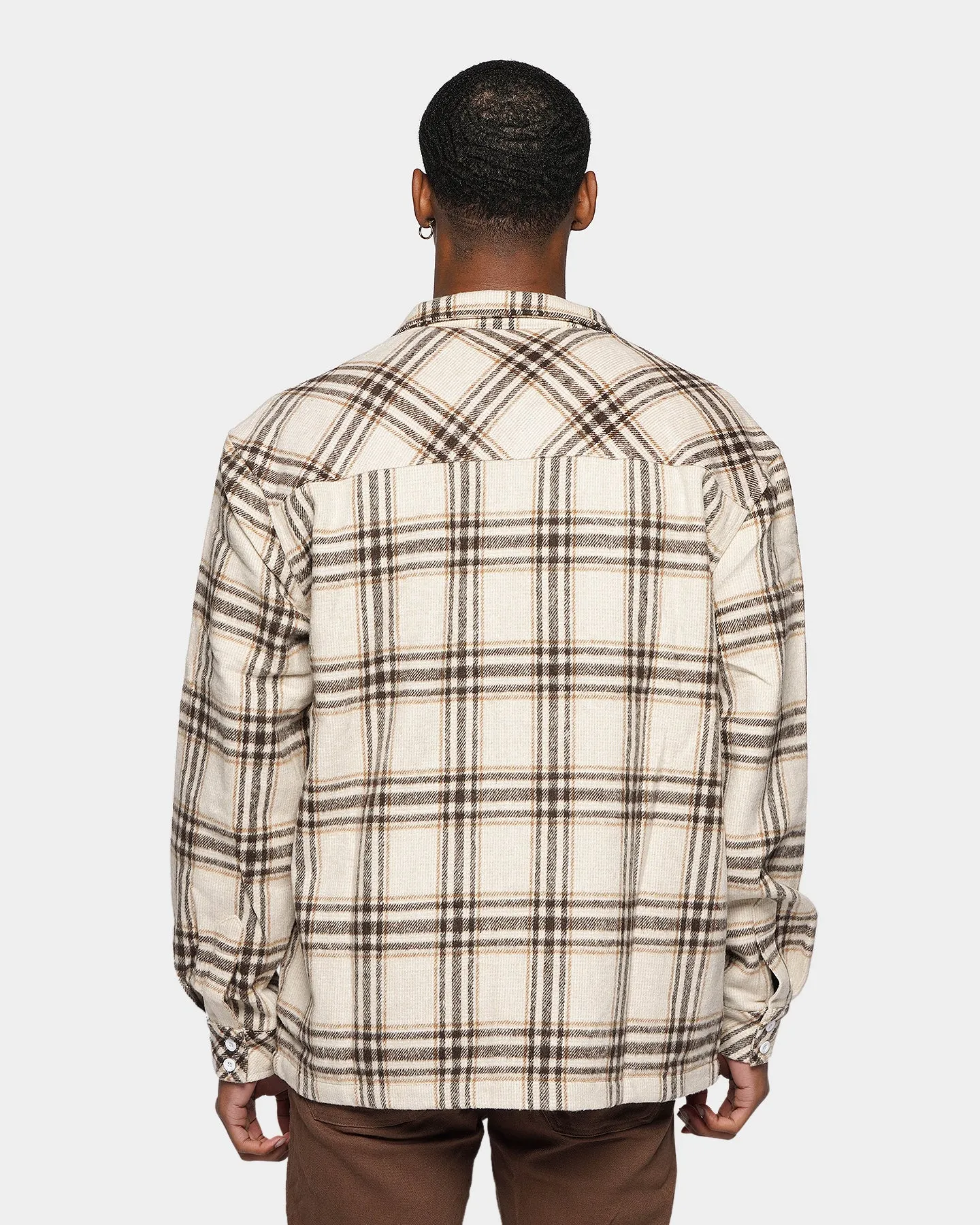 XXIII Vitus Zip Up Flannel Shacket Cream/Brown