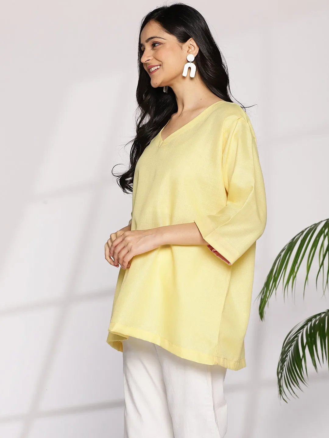 Yellow CottonSlub CasualTop