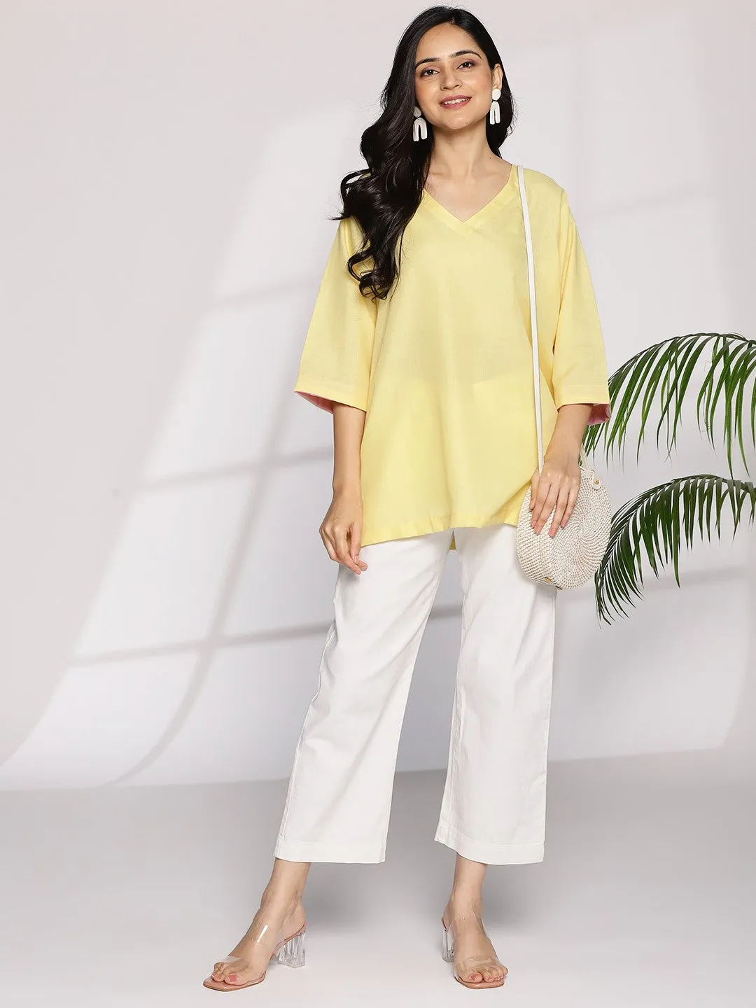 Yellow CottonSlub CasualTop