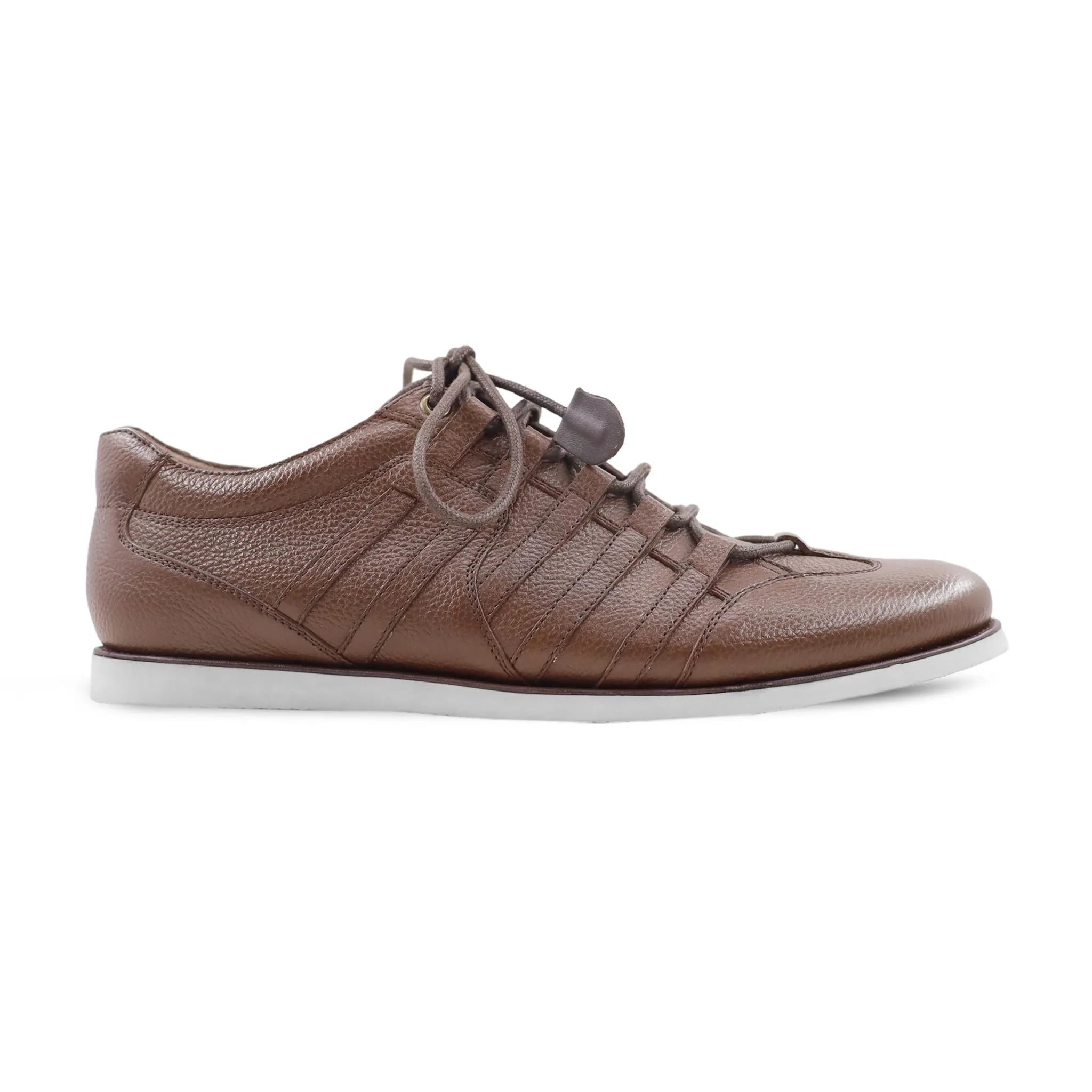 Zubtsov - Men's Brown Pebble Grain Leather Jogger